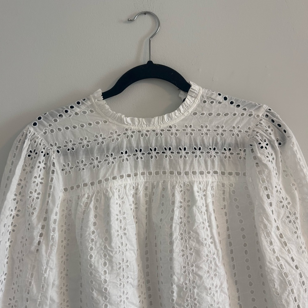 J. Crew White Eyelet Blouse - Picture 3 of 5